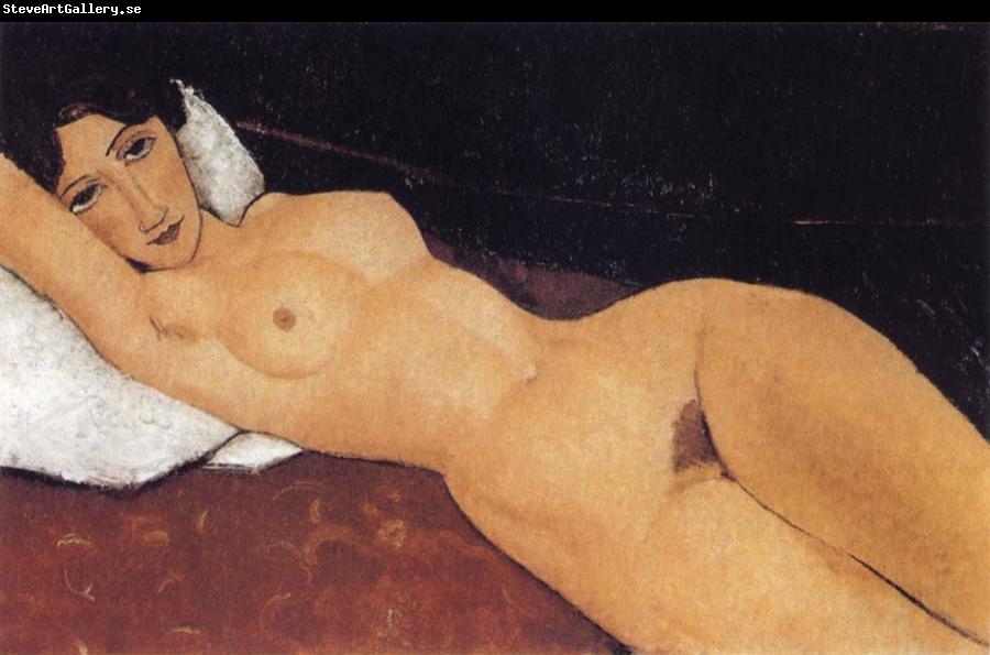 Amedeo Modigliani Reclining Nude on White Pillow